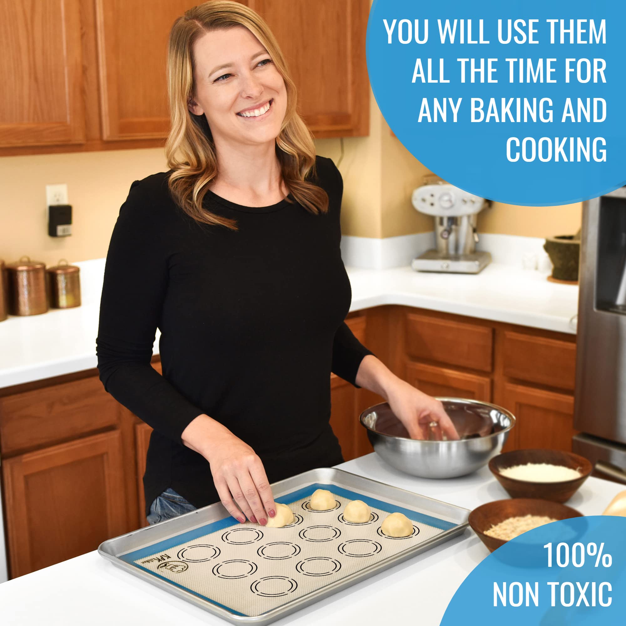 KPKitchen half-sheet silicone mat with cookie circles for uniform spacing