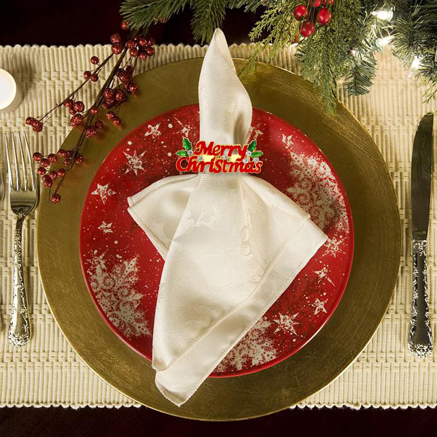 KPOSIYA Christmas deer napkin ring enhances holiday dining decor.
