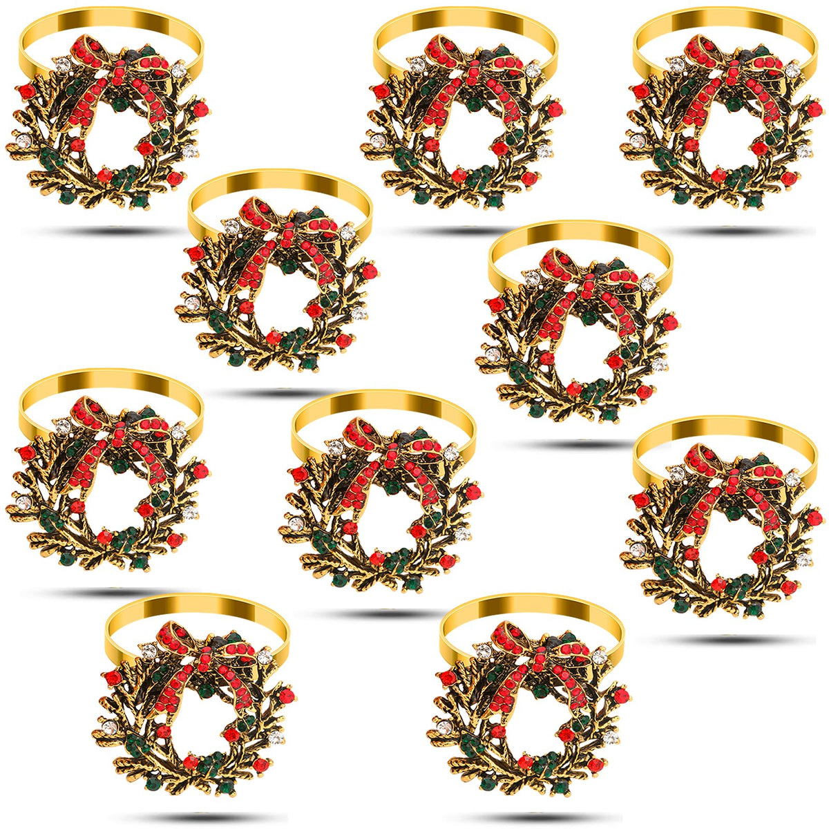 KPOSIYA Christmas napkin rings, elegant gold accents to elevate holiday table decor.
