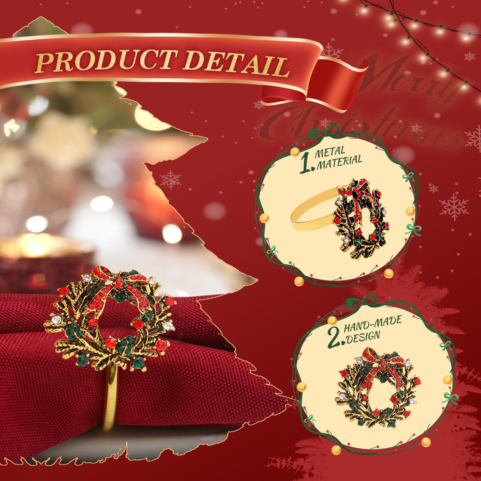 KPOSIYA napkin ring with rhinestones adds sparkle while staying durable.