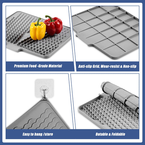 KR KITCHENRAKU space-saving mat replaces bulky racks with rollable storage.