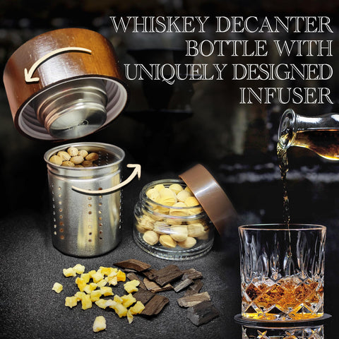 Krafterize bourbon decanter system near glassware for home bar