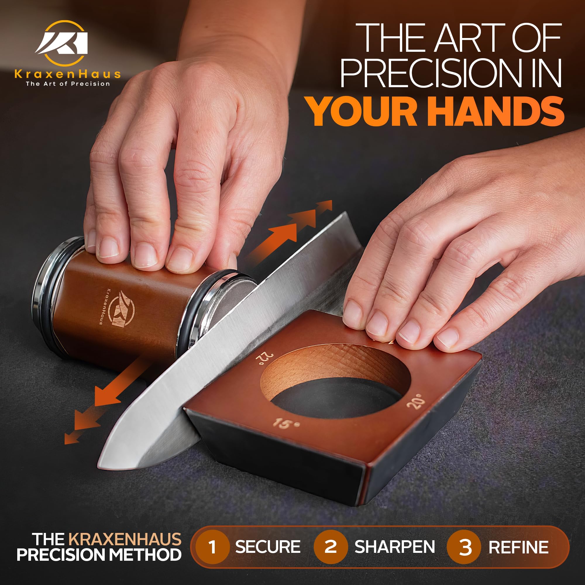 KraxenHaus Tumbler diamond disc sharpens quickly for crisp results.