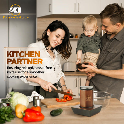 KraxenHaus Tumbler supports chef, butcher, and outdoor knife types.