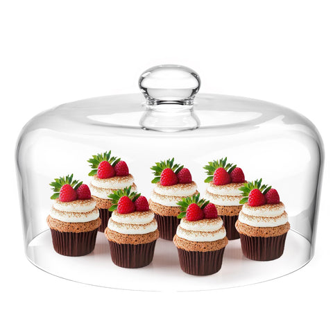 Krbnk 11-Inch glass cake dome cover showcases desserts while preserving freshness