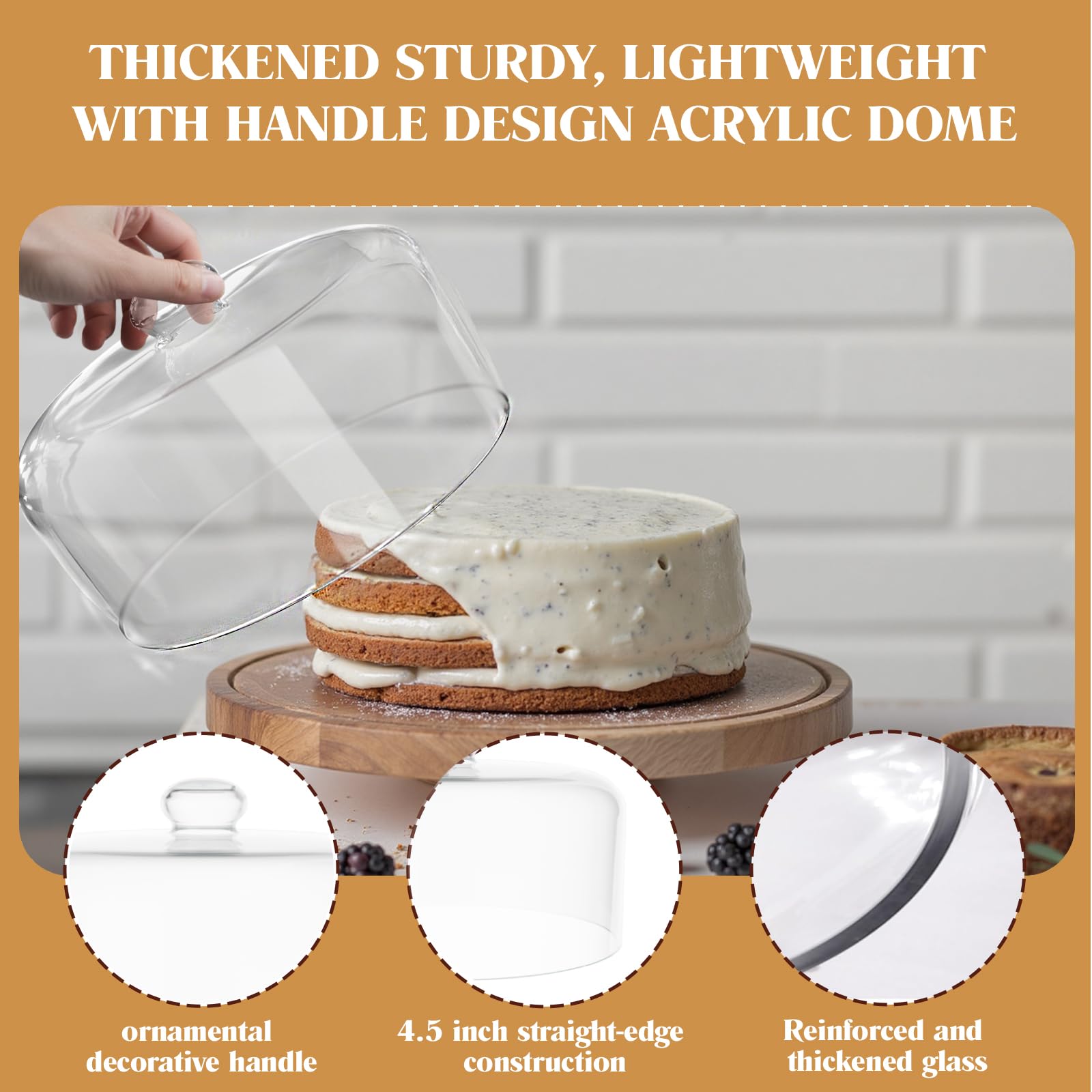 Krbnk thickened clear lid fits taller cakes on stands