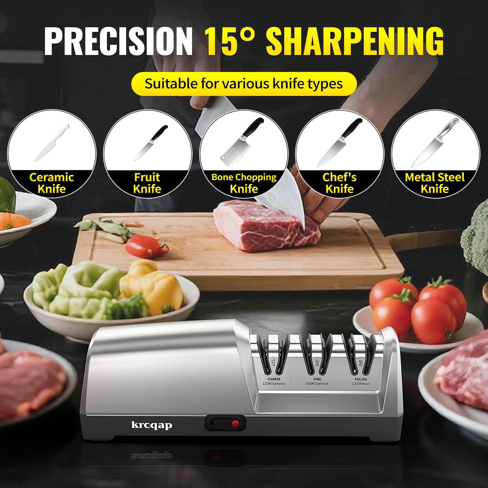 Krcqap Diamond Abrasives sharpening head delivers durable, consistent edge results.