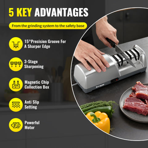 Krcqap Safe non-slip base ensures stable sharpening sessions.