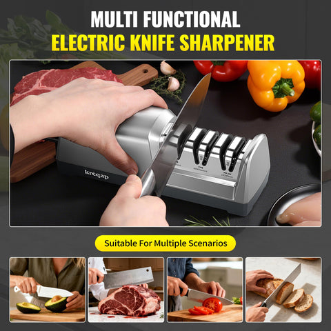 Krcqap wide blade compatibility handles straight-edge, chef, and bread knives.