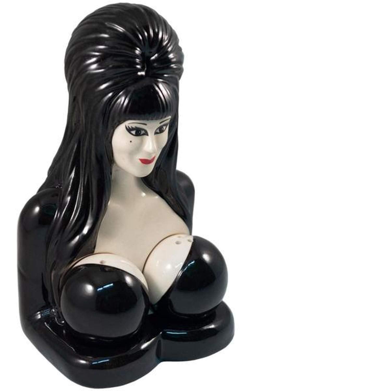 Kreepsville 666 ceramic Elvira shakers spark conversation at the kitchen table.