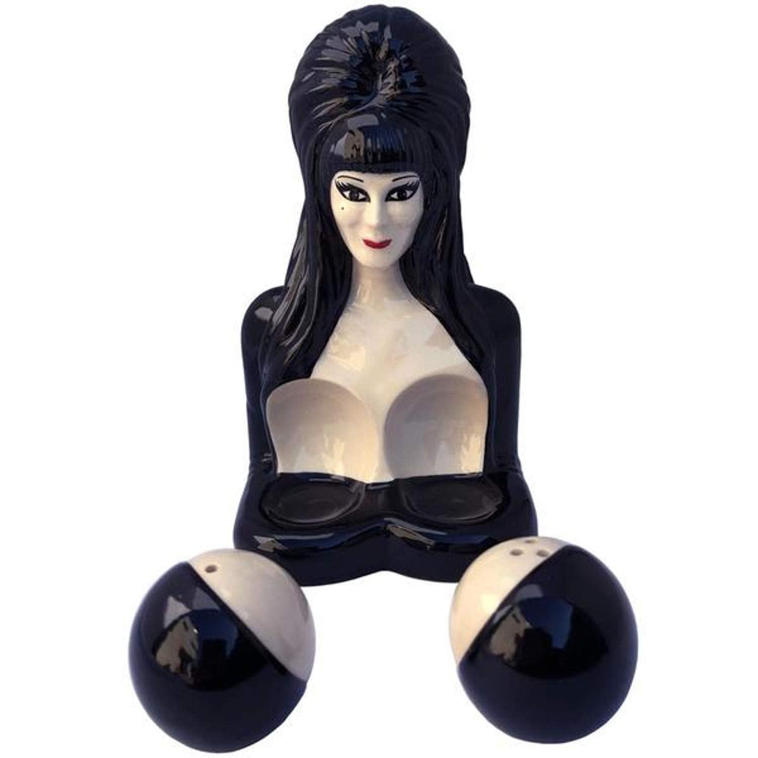 Elvira centerpiece ceramic shakers add iconic horror style to your dining area.