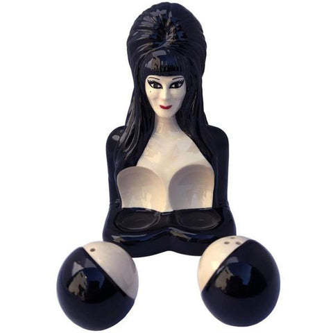 Elvira centerpiece ceramic shakers add iconic horror style to your dining area.