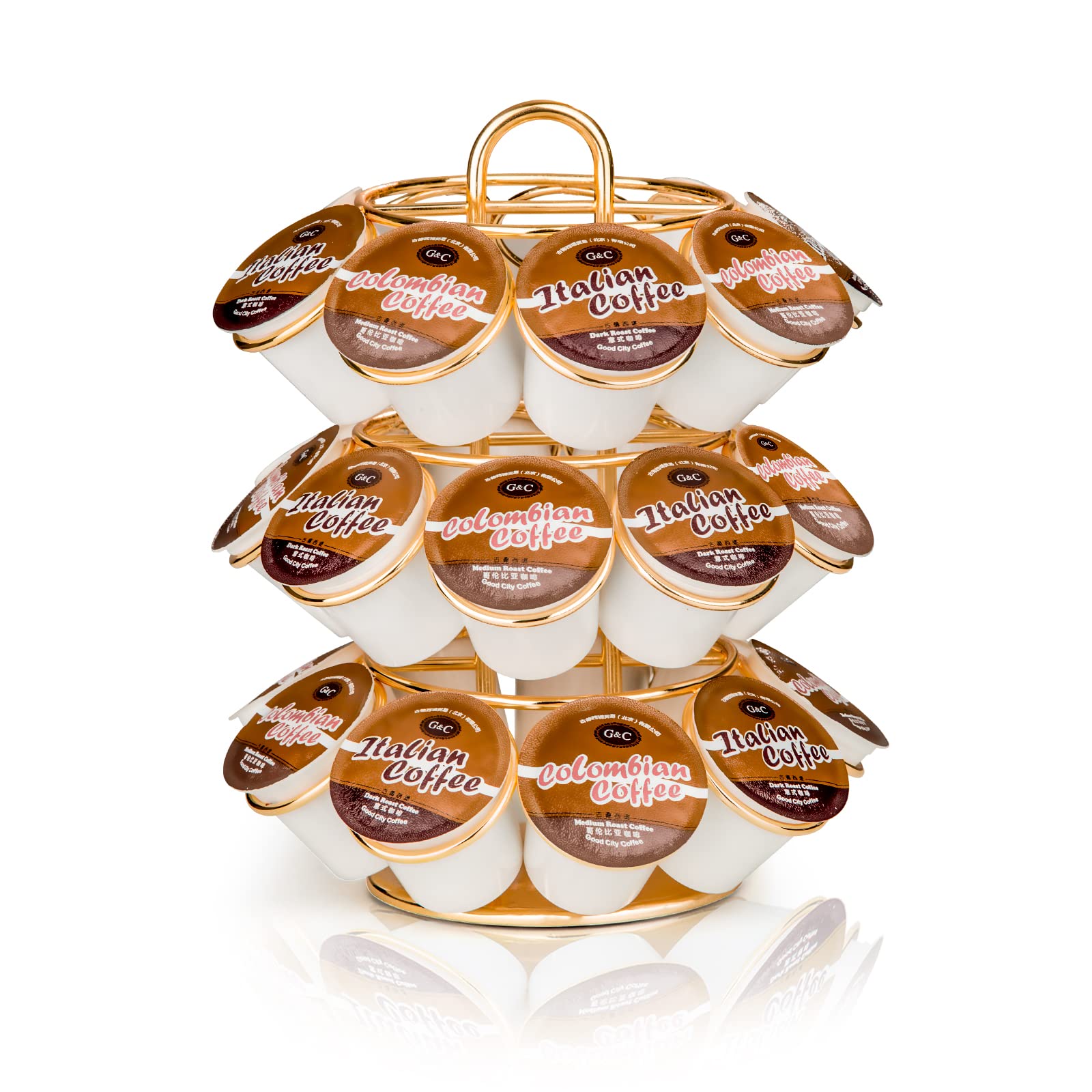 KREWEY Coffee Pod Holder with 360-degree base for easy access to pods