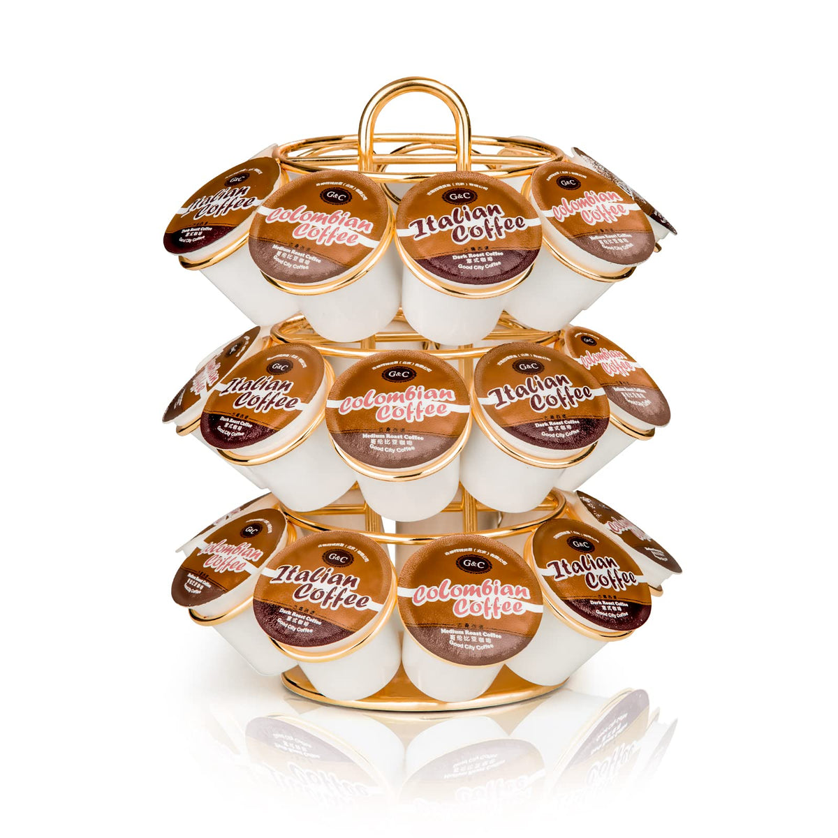 KREWEY Coffee Pod Holder with 360-degree base for easy access to pods