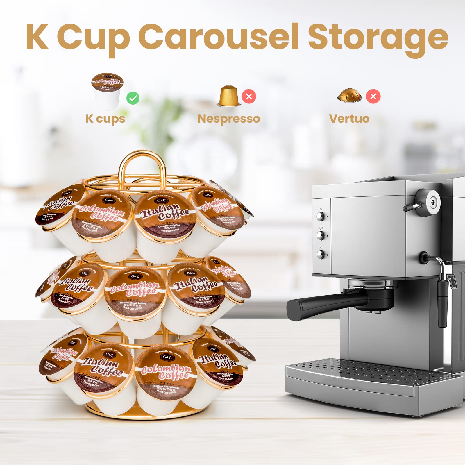 KREWEY gold metal construction with glossy finish