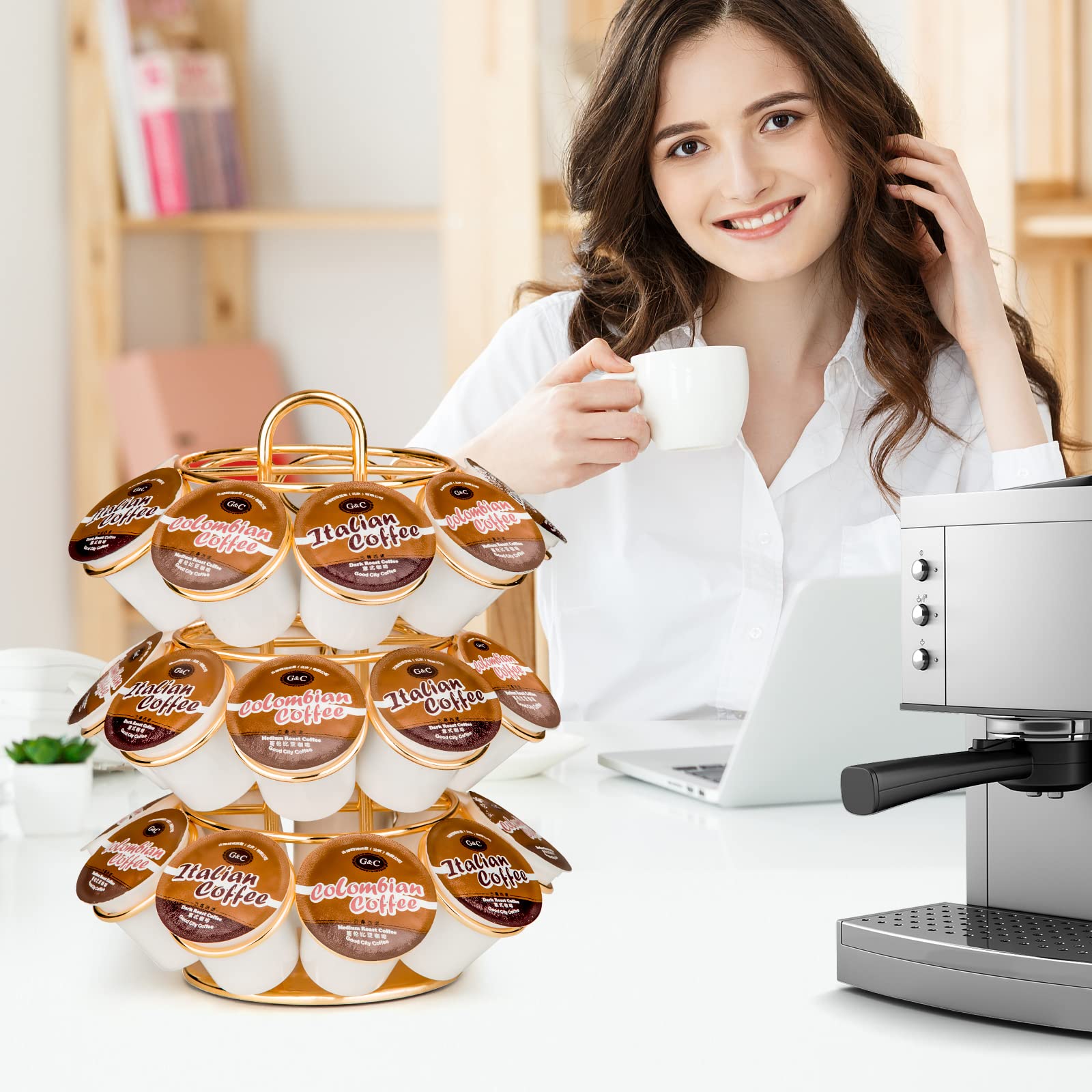 KREWEY round countertop design adds shine to any coffee setup