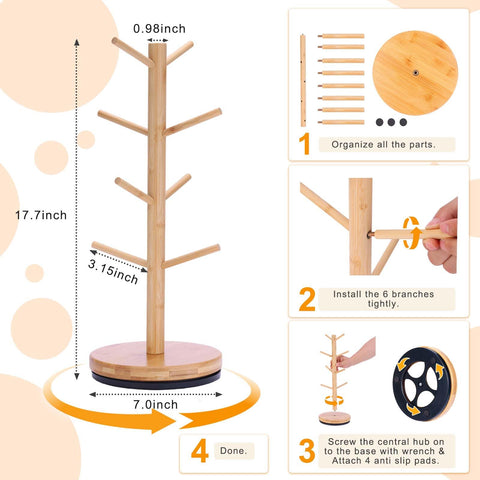 Krispmaild rotating mug tree provides easy access from any angle.