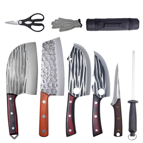 Krononidler butcher knife set blade close-up showing razor-sharp edge for clean cuts