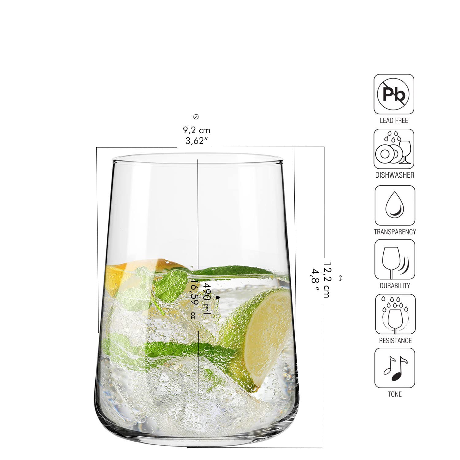 Krosno Infinity glass catching light reflections for elevated tableware.