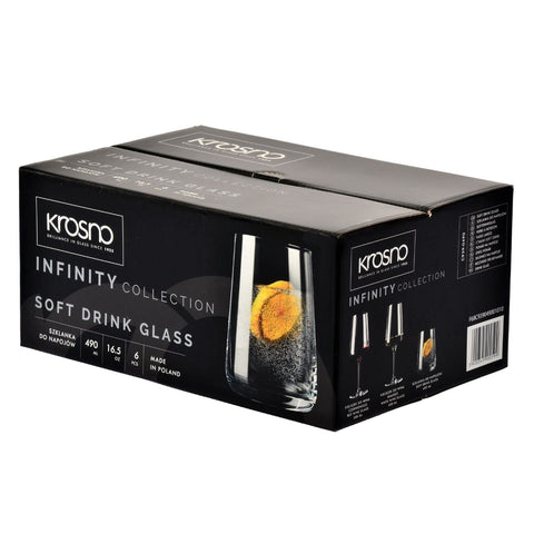 Krosno Infinity glass versatile for water, juice, and desserts.