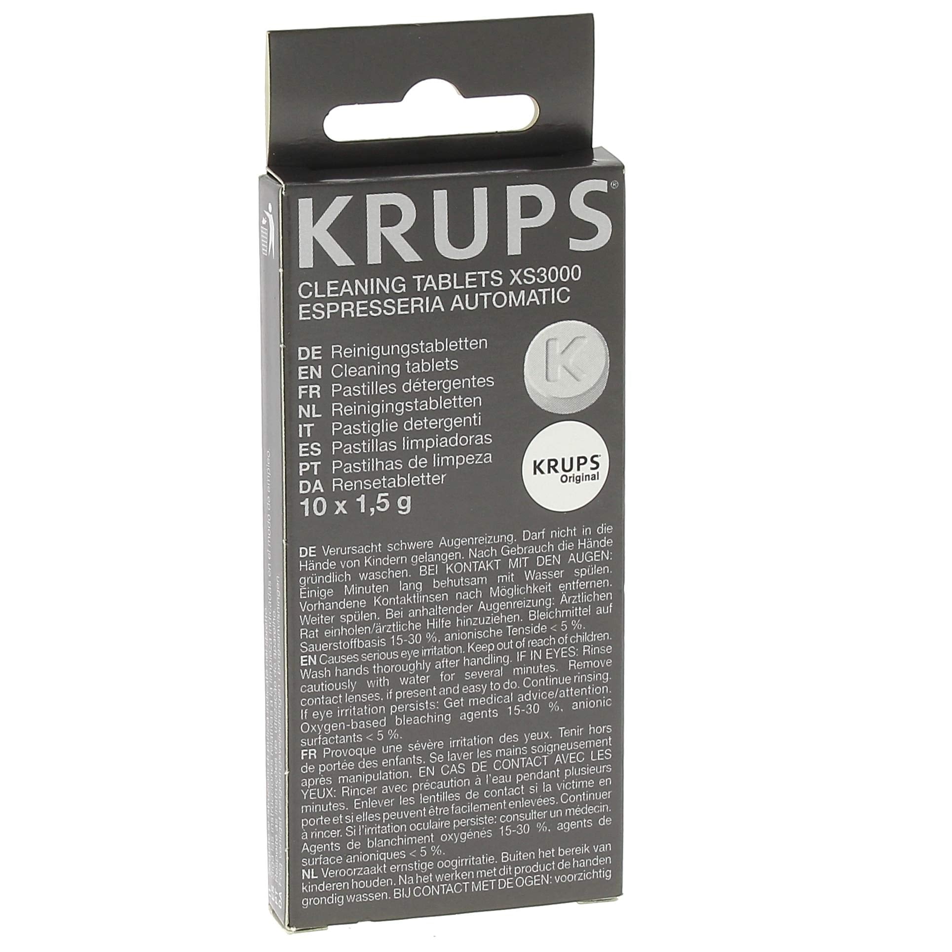 KRUPS XS3000 cleaning tablets pack facilitates easy maintenance and clean flavors.