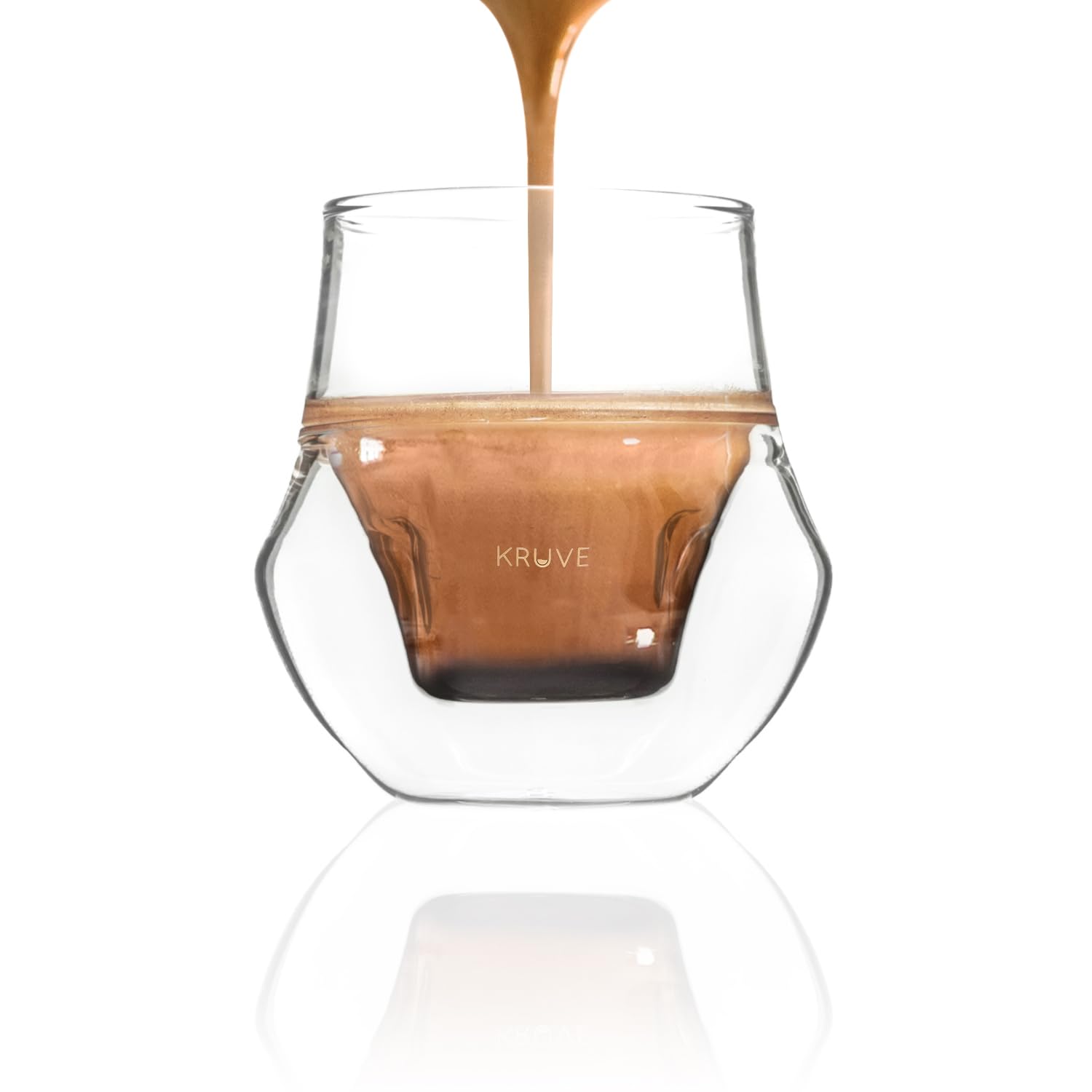 KRUVE Propel double-walled espresso cup keeps coffee hot and hands cool.