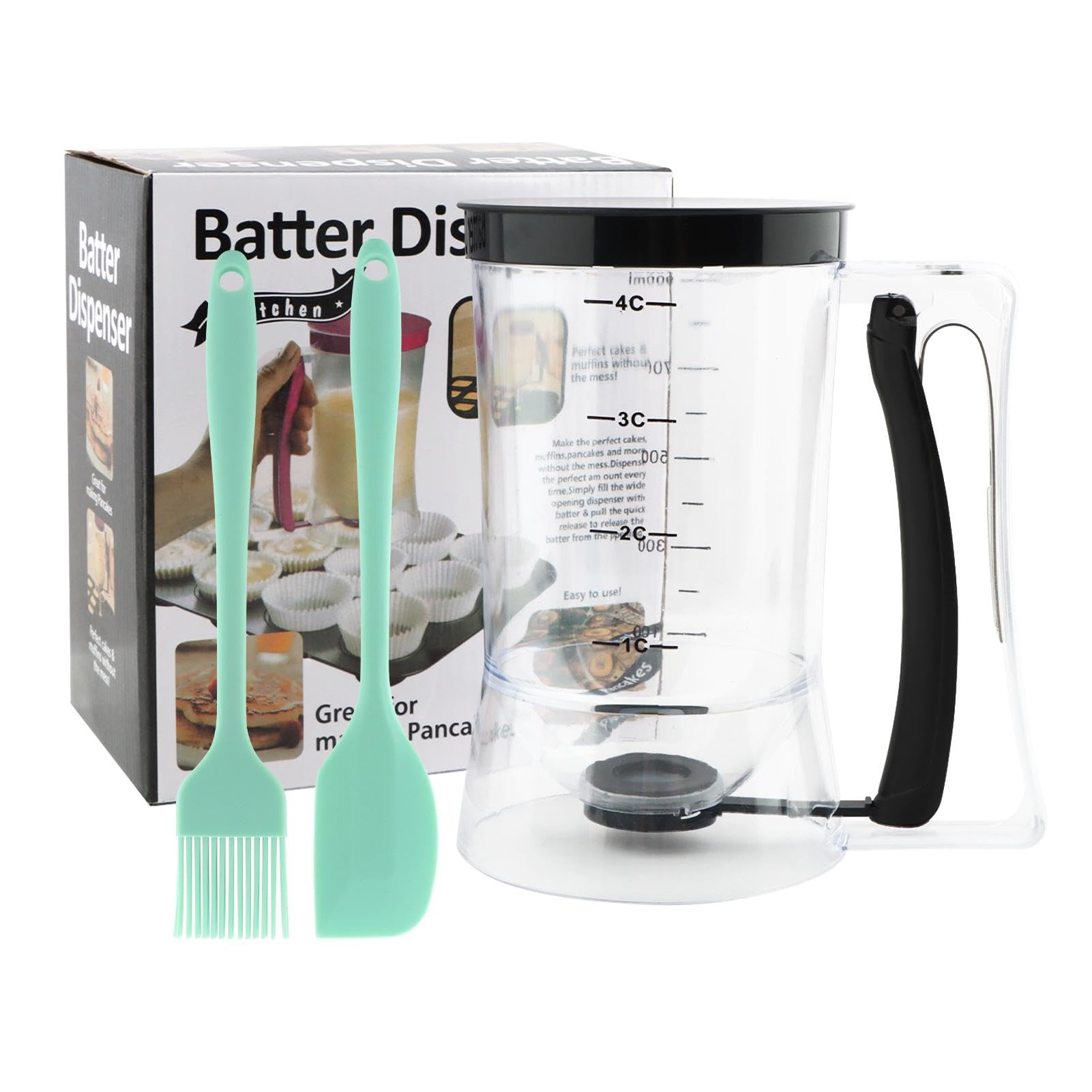 Kryslanix pancake batter dispenser with scale enables precise portions.