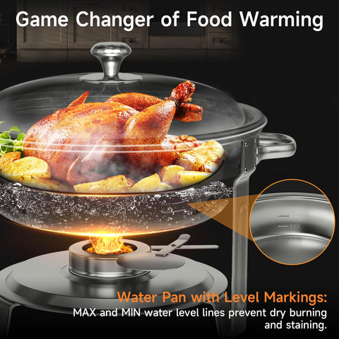 KScocina chafing dish silver finish adds elegant presentation for buffet setups.