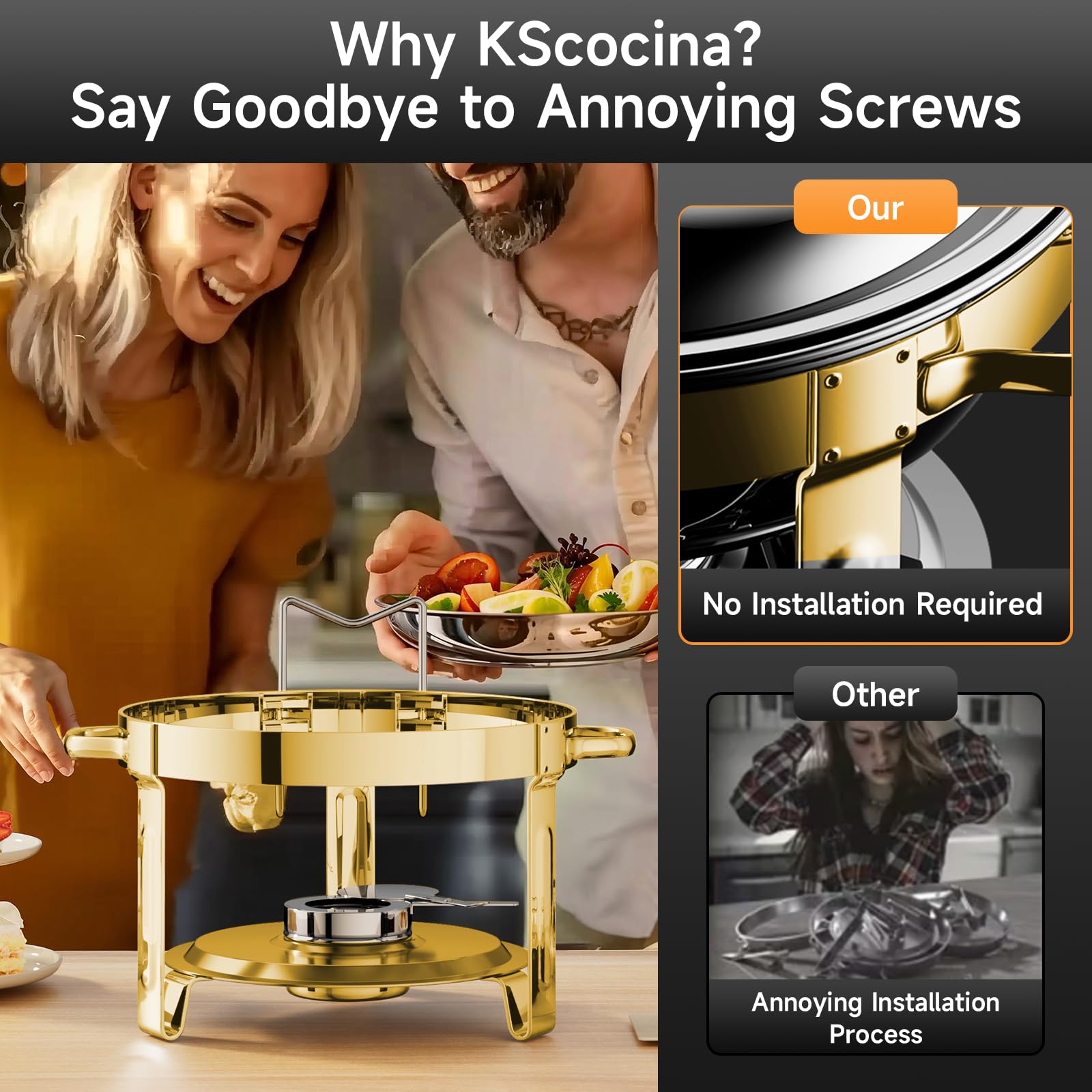 KScocina golden rounded edges reduce risk of cuts during service