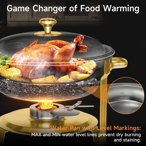 KScocina golden water basin with level indicators helps maintain ideal warmth