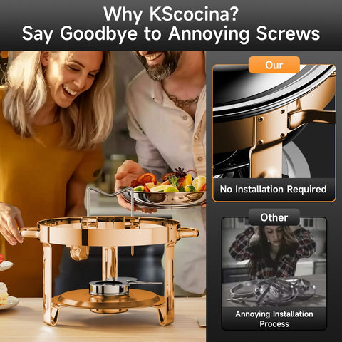 KScocina safe-rounded edges design reduces risk during handling and serving.