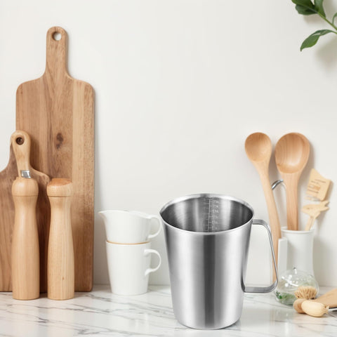 KSENDALO 8-cup stainless pitcher for reliable bulk measuring in kitchen or bar.