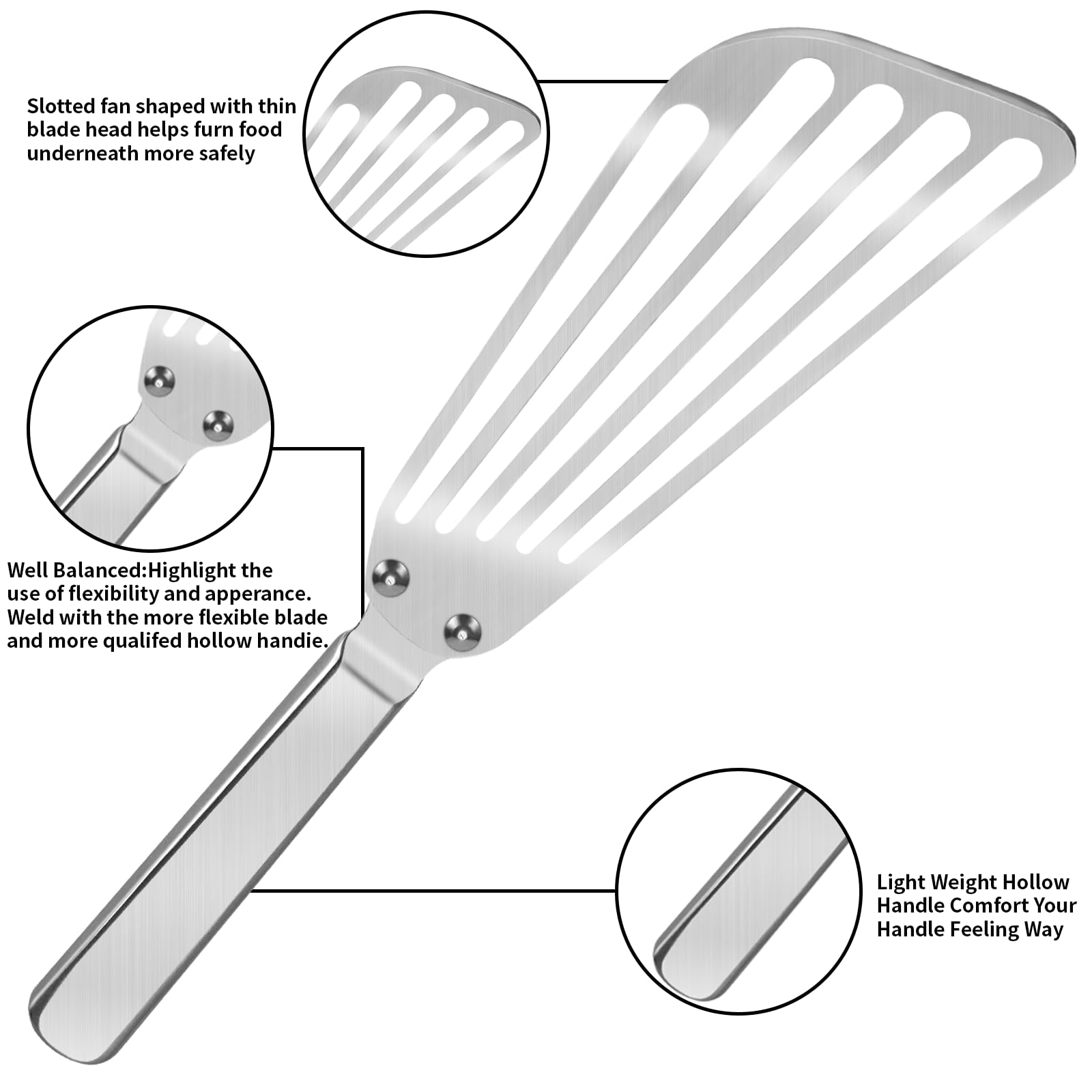 KSENDALO angled-blade spatula assists turning eggs and fish evenly on pans