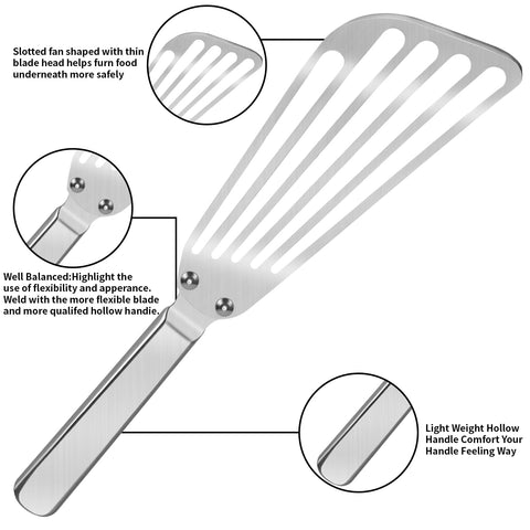 KSENDALO angled-blade spatula assists turning eggs and fish evenly on pans