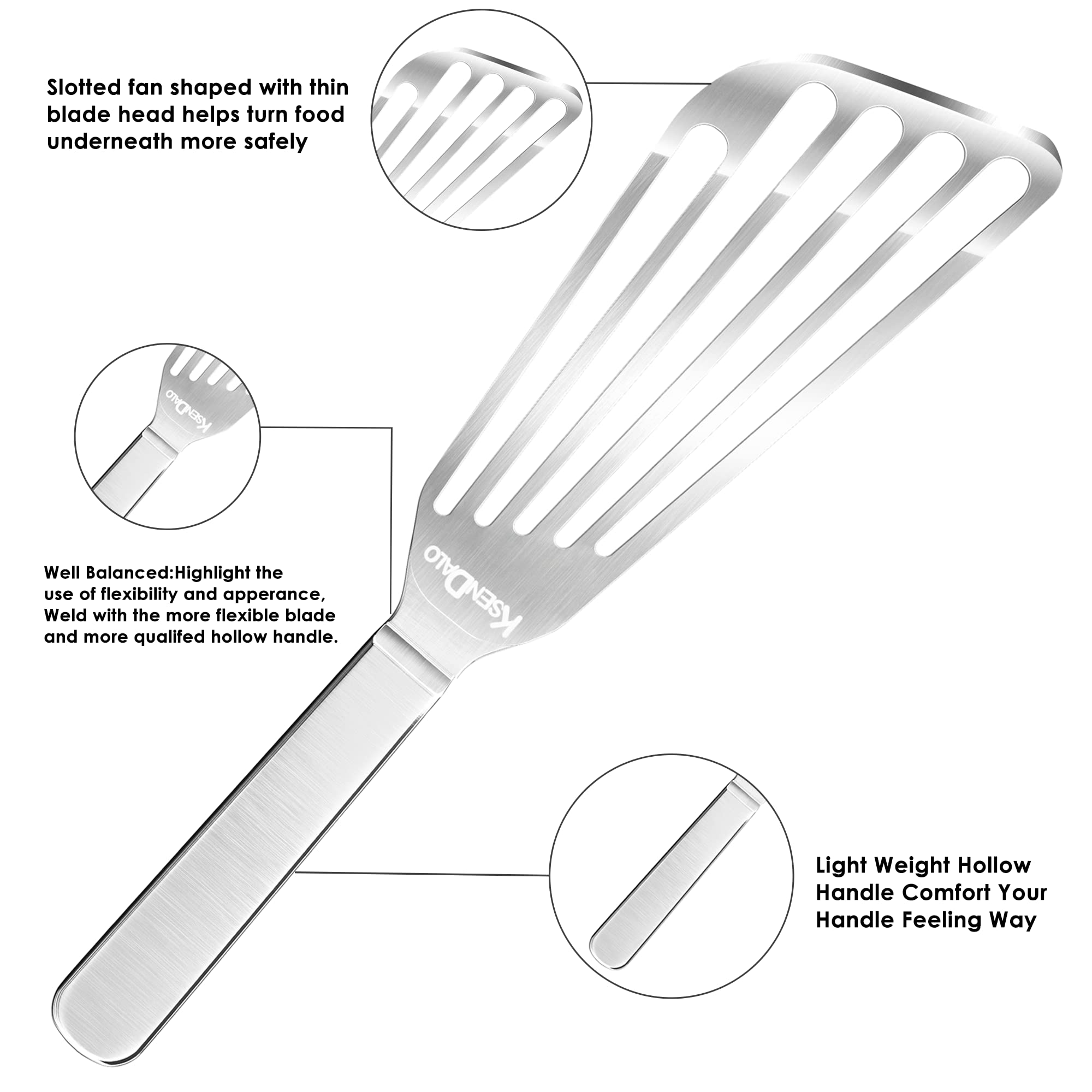 KSENDALO dishwasher-safe slotted turner cleans quickly after meal prep.