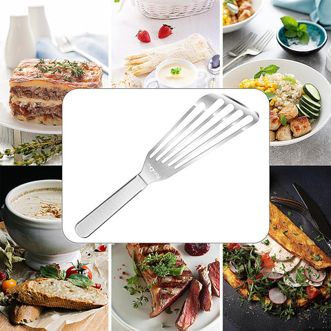 KSENDALO egg-flipper spatula slotted design releasing a soft omelette.