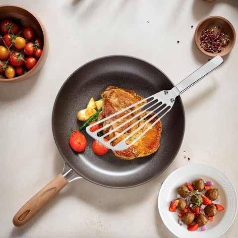 KSENDALO riveted-handle spatula provides sturdy grip for long cooking sessions