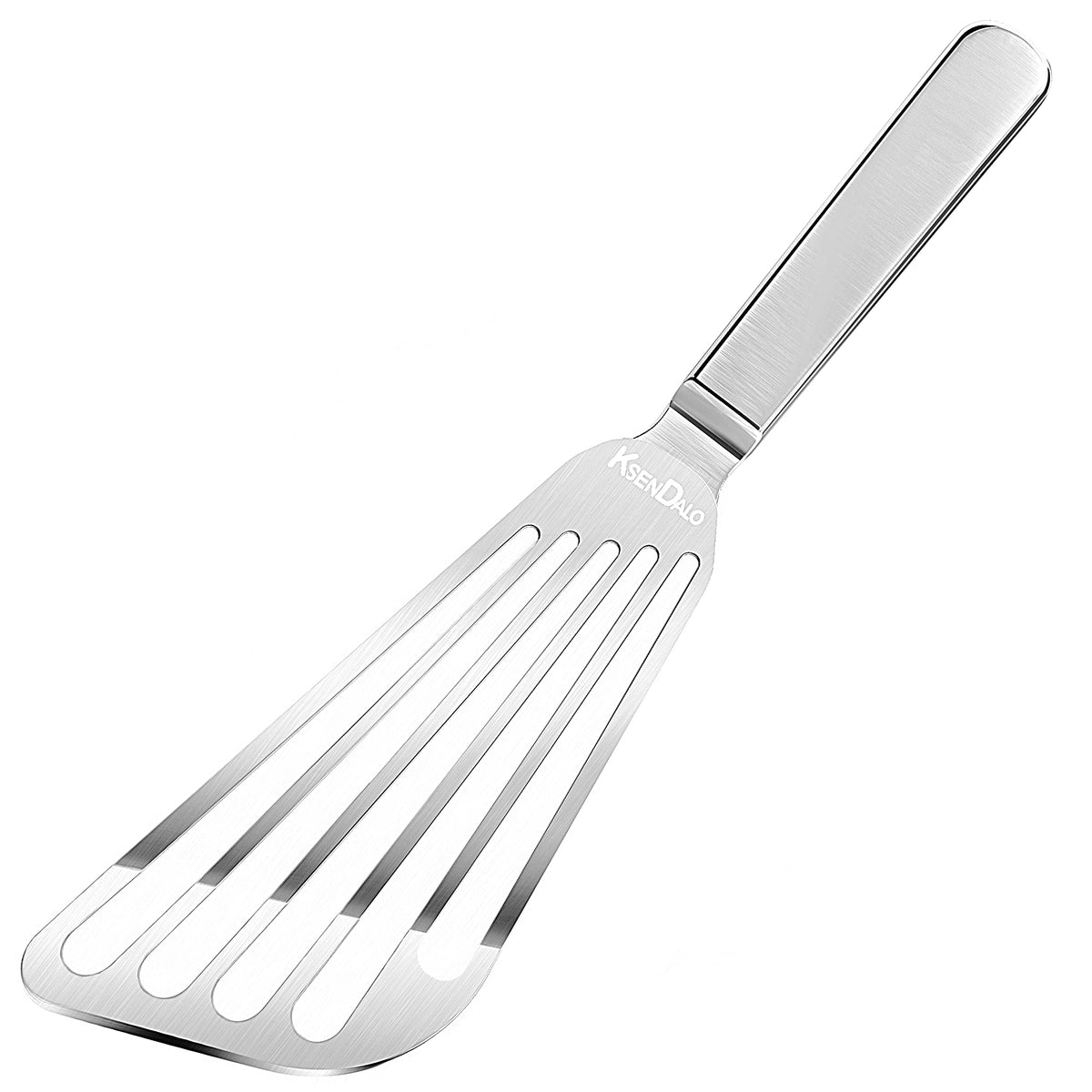 KSENDALO thin slotted fish spatula glides under delicate fish for easy turning.