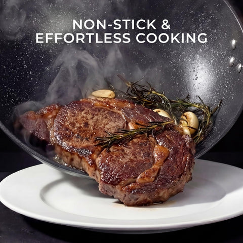 Kseroo nonstick stone coating wok for easy cleanup and healthier cooking.