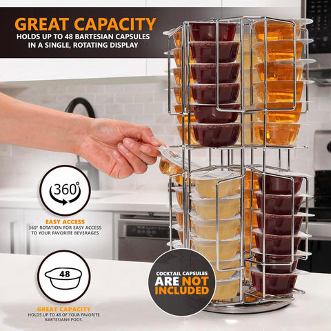 Ksestor chrome storage carousel side view keeps counter organized.
