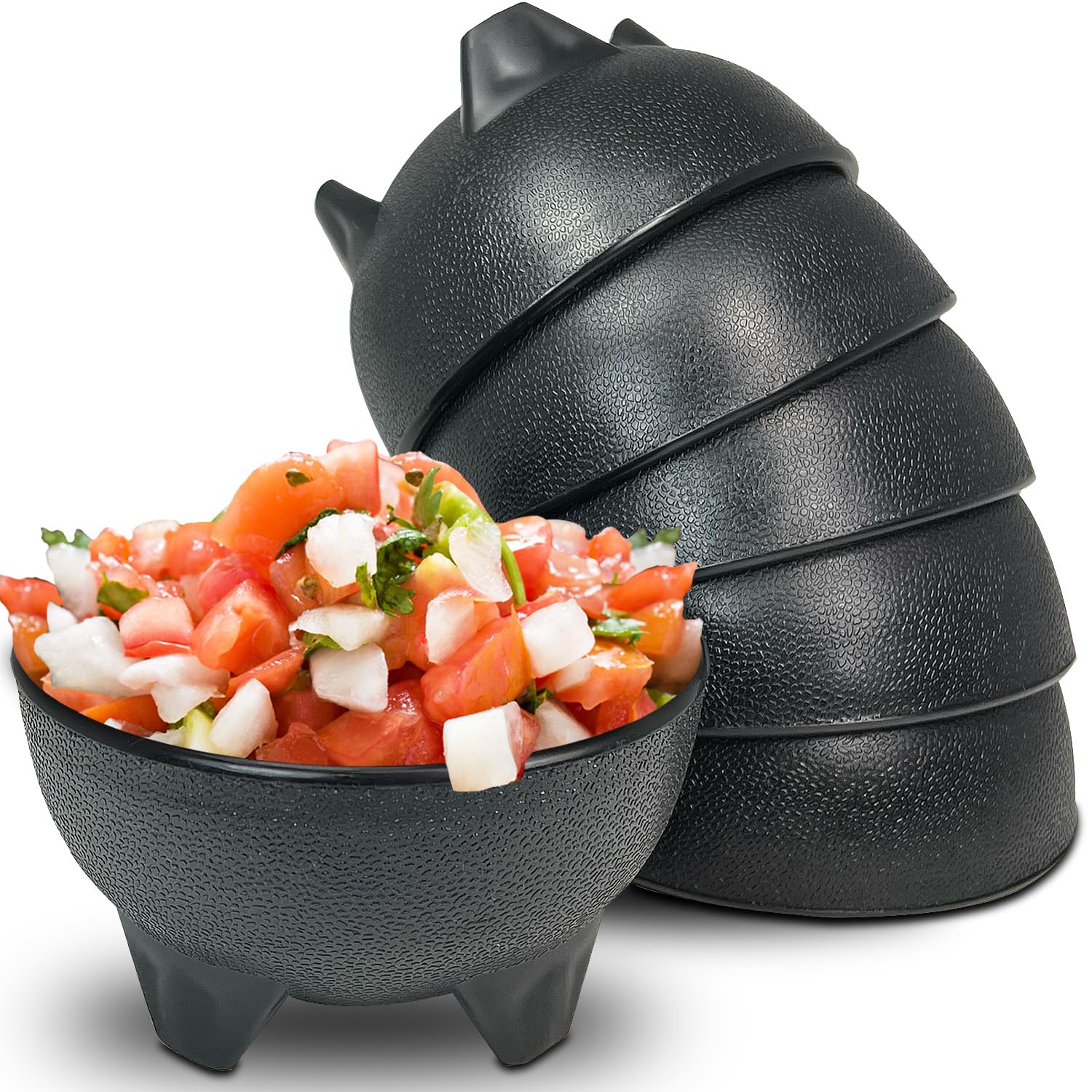 KSEV Salsa Bowls 6-pack black 13oz for easy serving at gatherings