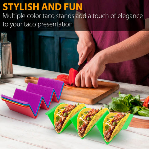 KSEV taco holders colorful set helps differentiate fillings while adding festive style.