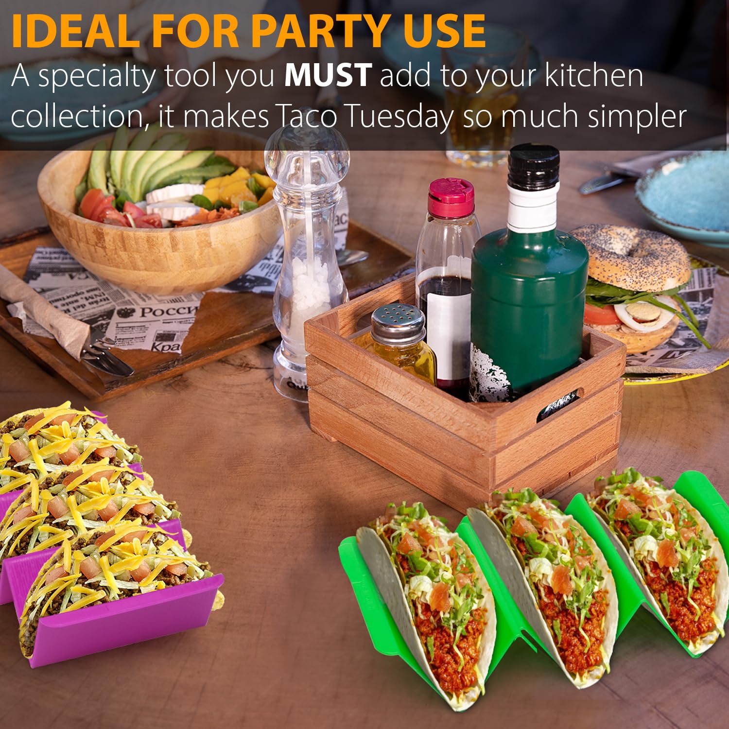 KSEV taco holders are ideal for festivals, dinners, and Taco Tuesday.