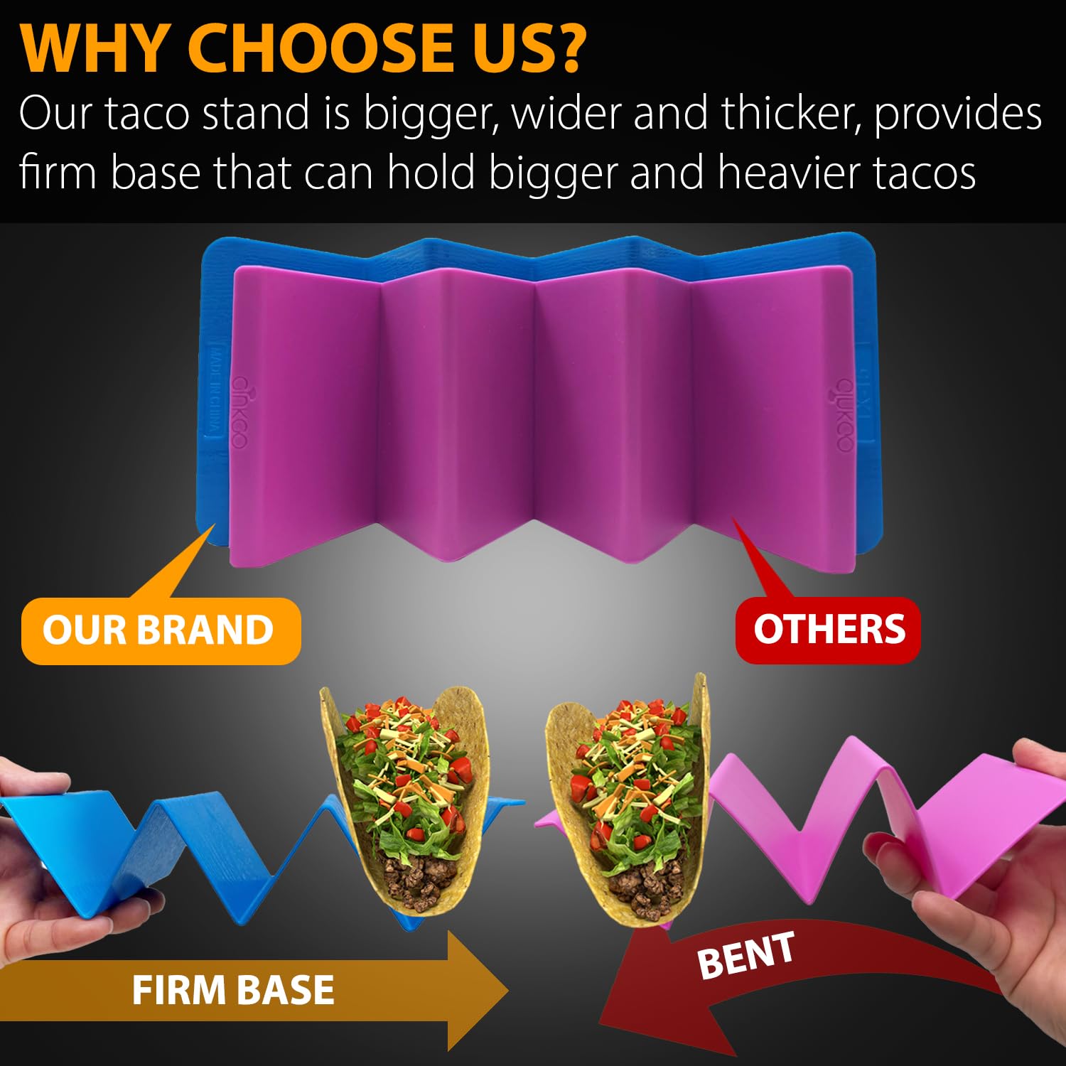 KSEV taco stand uses BPA-free plastic for safe, durable daily use.