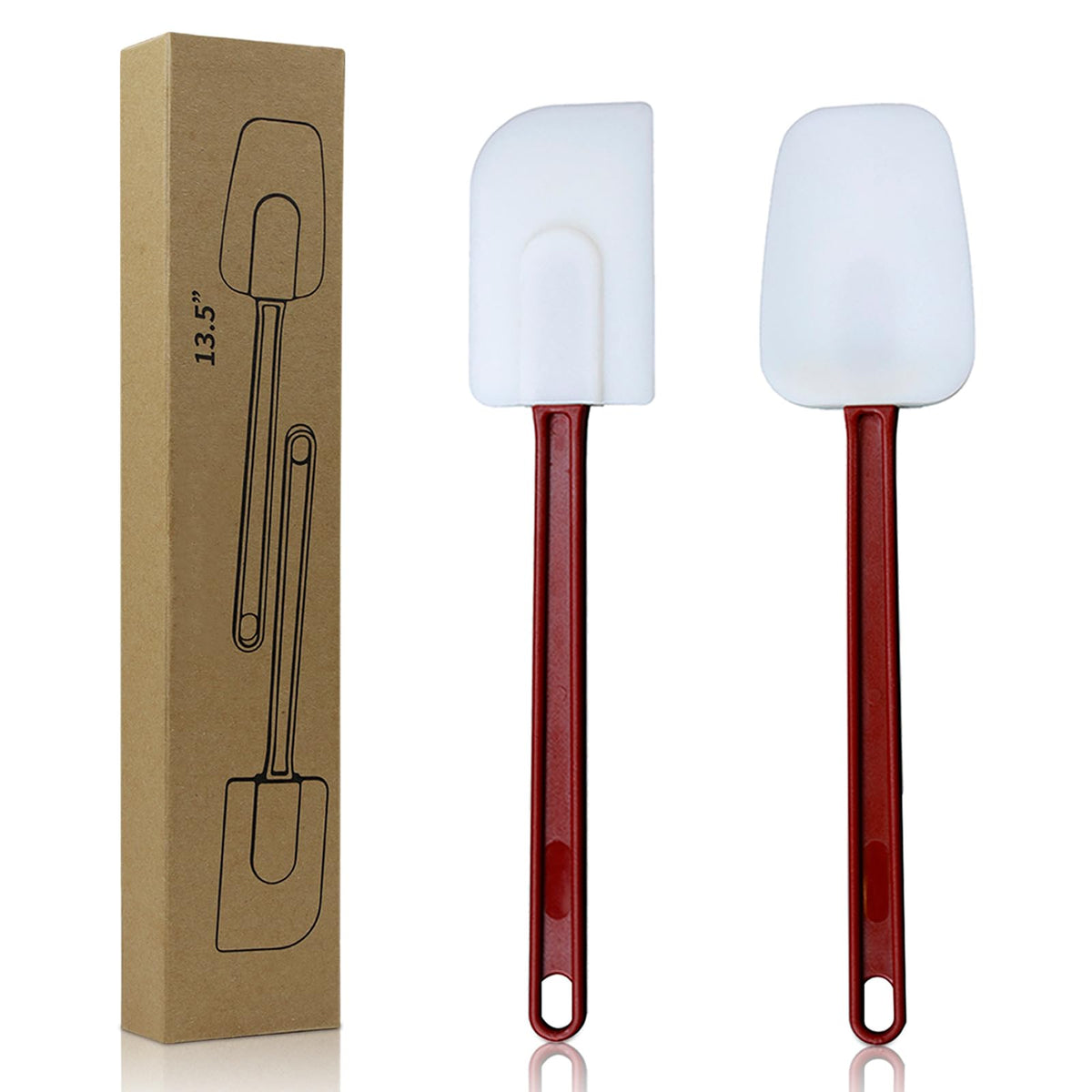KSIFJRTO 14-inch flat silicone spatula, heat resistant for high-temperature cooking