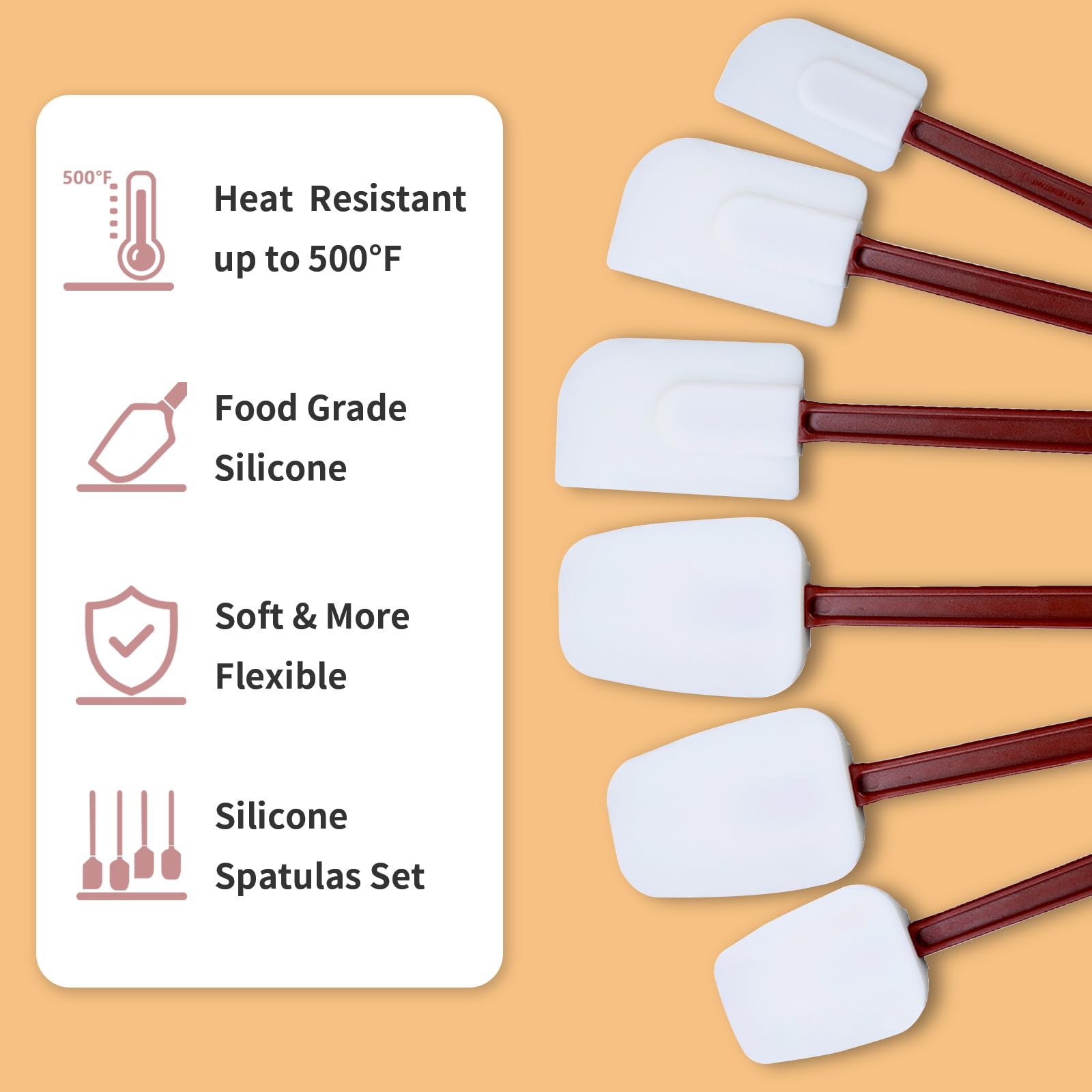 KSIFJRTO silicone spatula with nylon handle stays cool