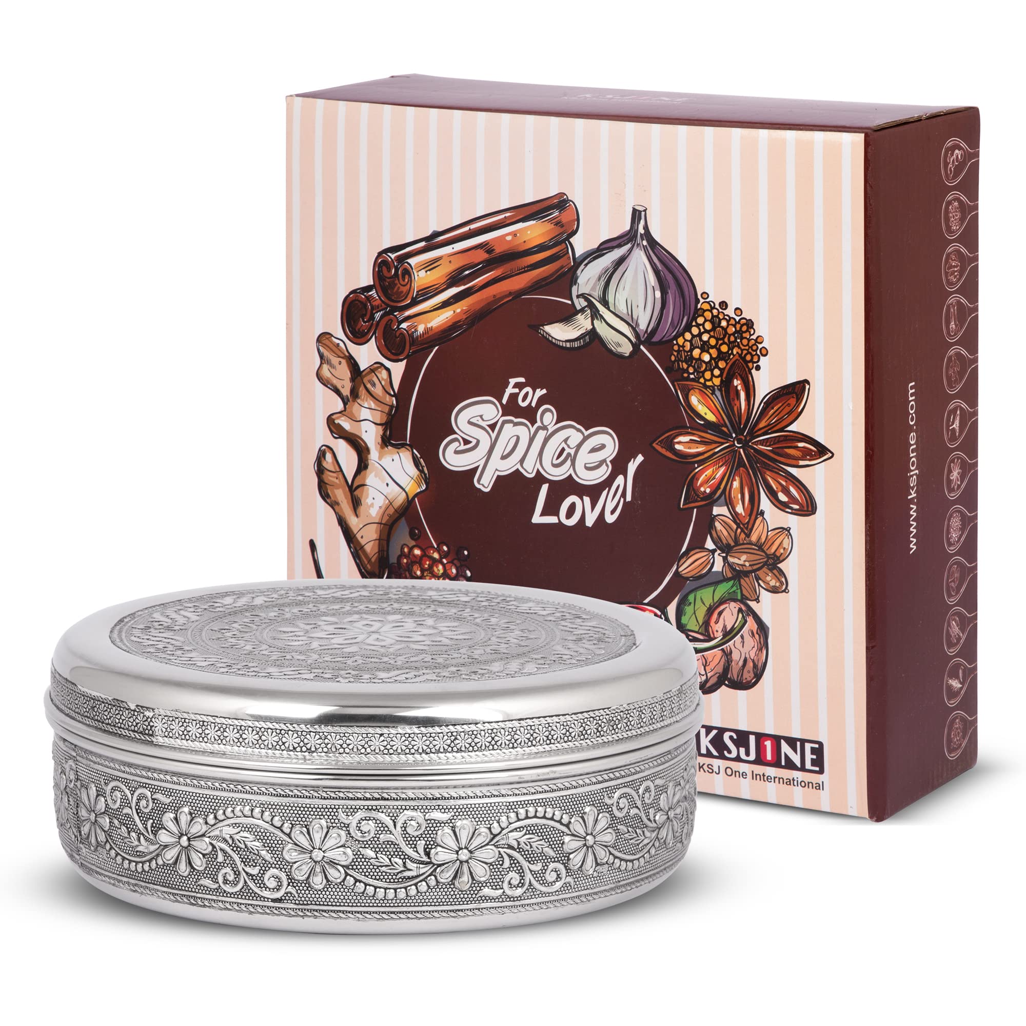 KSJONE meenakari spice box with festive design adds warmth to decor