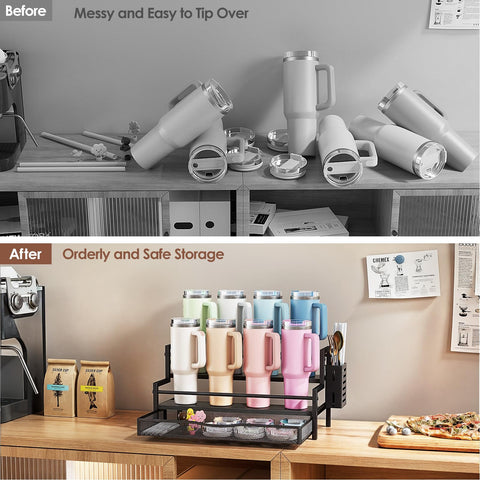 Kssiaz 2-tier staircase design optimizes space for multiple cups.