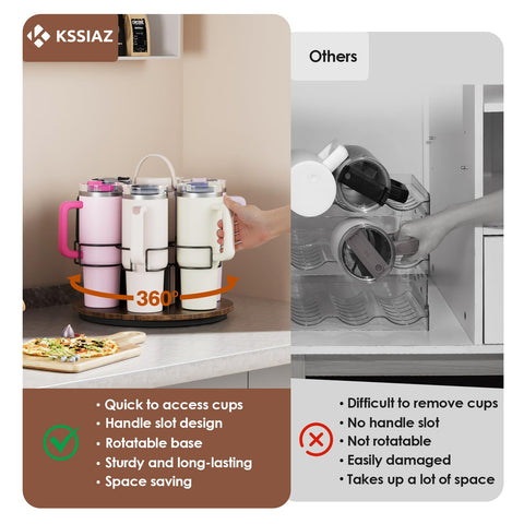 Kssiaz carbon steel cup holder with durable wooden base for stability