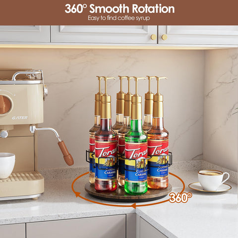 Kssiaz carbon steel frame with wooden base provides sturdy bottle storage